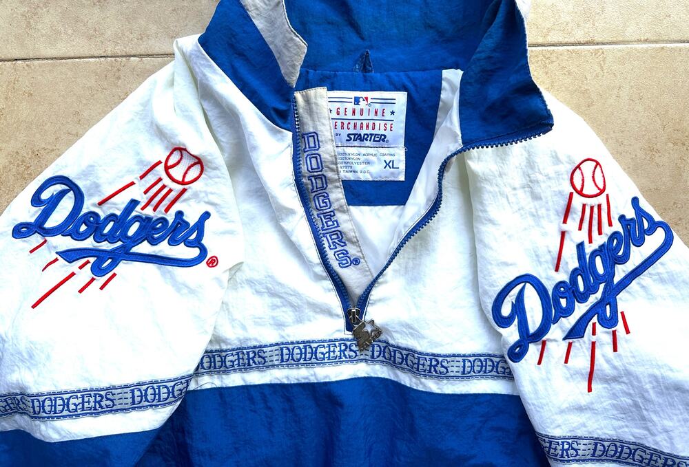 Los Angeles Dodgers 90s STARTER windbreaker 1/2 jacket XL blue white MLB vintage